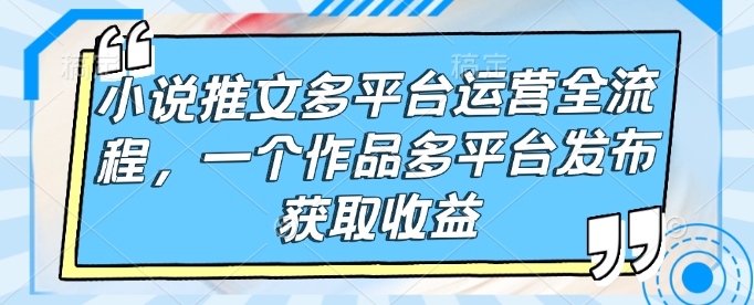 小说推文多平台运营全流程，一个作品多平台发布获取收益-卡益网