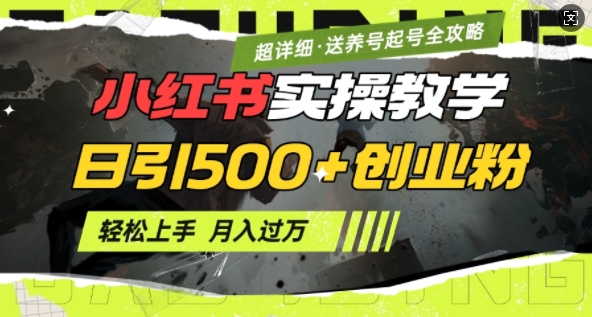 2月小红书最新日引500+创业粉实操教学【超详细】小白轻松上手，月入1W+，附小红书养号起号SOP-卡益网激活码商城