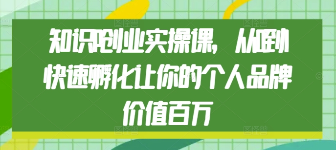 知识IP创业实操课，从0到1快速孵化让你的个人品牌价值百万-卡益网激活码商城