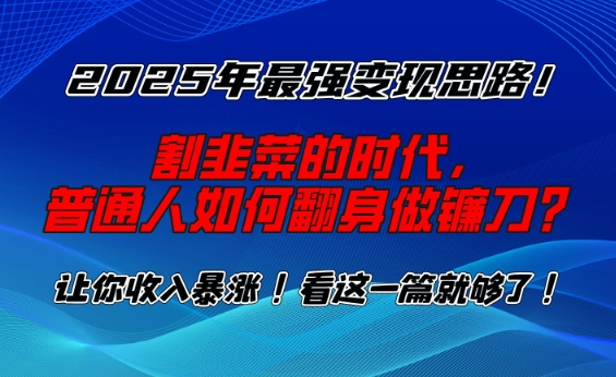 2025年最强变现思路，割韭菜的时代， 普通人如何翻身做镰刀？【揭秘】-卡益网